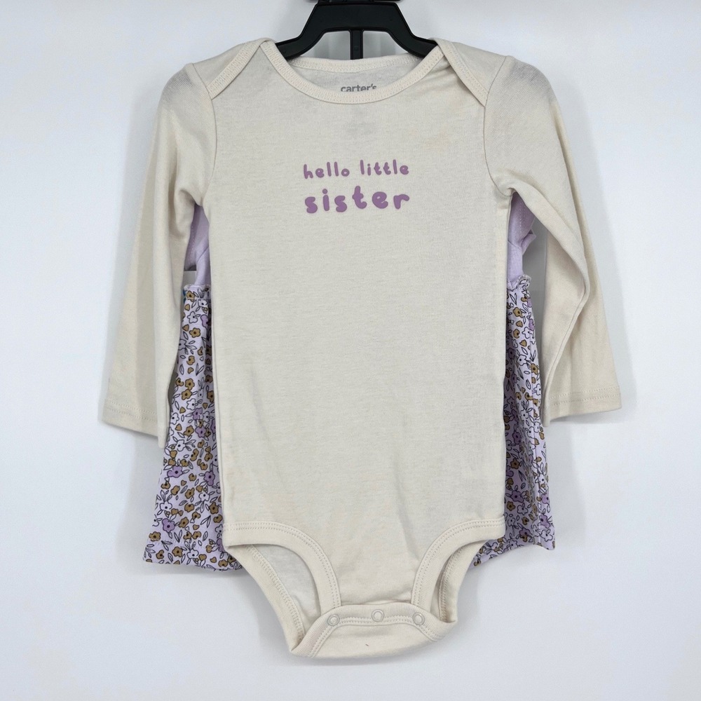 Carter's Child of Mine Bodysuit Top Set‎ Girls 18M Purple Floral Little Sister